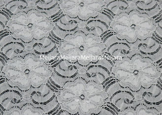 China De witte Elastische Stof Mooie Elegante CY-LW0783Y van Kant Nylon Spandex leverancier
