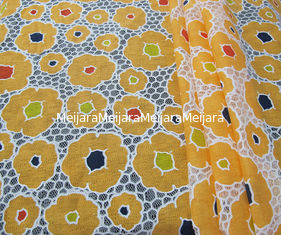 China Van de katoenen het Kantstof Netwerk Oranje Polyester voor Kledingstuk/Dame Dress met Doorsmeltingskant (CY-DK0030) leverancier