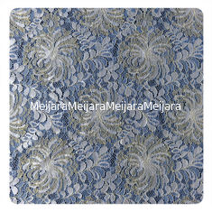 China Stof van het de Guipurekant van Chantilly van de manier de Gouden Blauwe Witte Bloem Bloemen leverancier