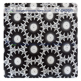 Manier Grote Zwarte Bloemen Katoenen Kantstof, 50% Katoen 50% Polyester leverancier