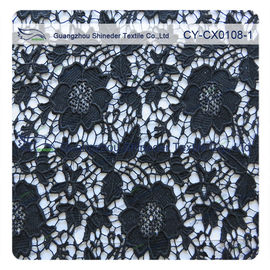 Witte/Zwarte Kleuren Nylon Katoenen Bloemenkledingsstof, Geborduurd Kant leverancier