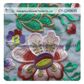 Eco - vriendschappelijke Katoenen Kantstof Bloemen Geborduurd met 120cm Breedte leverancier
