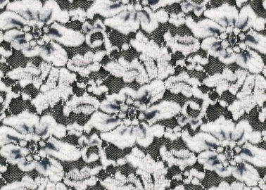 Wit Bloem Geborsteld Stretchable Kant, Stof CY-LQ0003 van Rayon de Nylon Spandex leverancier