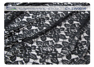Zwarte Bloem Katoenen Nylon Kantstof, 65% Nylon + 35% Katoen CY-LW0016 leverancier