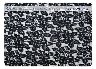 Zwarte Bloem Katoenen Nylon Kantstof, 65% Nylon + 35% Katoen CY-LW0016 leverancier