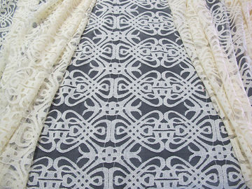 Voile het Gele Katoenen Nylon Kantstof Milieuvriendelijke Verven voor Gordijndecoratie CY-DK0035 leverancier