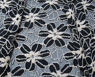 De zwarte/het Wit breide Elastische Kantstof voor Dame Garment Sunflower Pattern CY-DK0008 leverancier