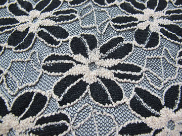 De zwarte/het Wit breide Elastische Kantstof voor Dame Garment Sunflower Pattern CY-DK0008 leverancier