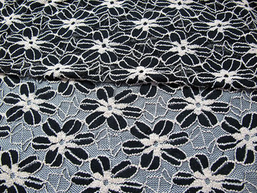 De zwarte/het Wit breide Elastische Kantstof voor Dame Garment Sunflower Pattern CY-DK0008 leverancier