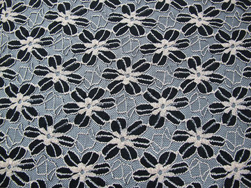 De zwarte/het Wit breide Elastische Kantstof voor Dame Garment Sunflower Pattern CY-DK0008 leverancier
