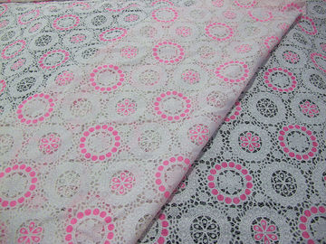 Roze Geometrische de Stoffen Katoenen van het Polyesterkant Doorsmelting helemaal over Kant voor Dame Clothes (CY-DK0041) leverancier