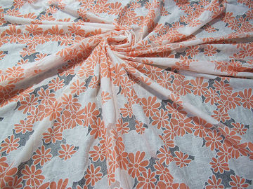 Bloemen Geel/Oranje de Stoffenkatoen Twee van het Polyesterkant het Kant van de Toondoorsmelting leverancier