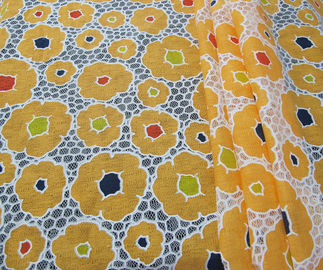 Van de katoenen het Kantstof Netwerk Oranje Polyester voor Kledingstuk/Dame Dress met Doorsmeltingskant (CY-DK0030) leverancier