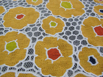 Van de katoenen het Kantstof Netwerk Oranje Polyester voor Kledingstuk/Dame Dress met Doorsmeltingskant (CY-DK0030) leverancier