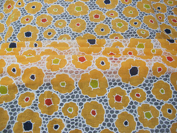Van de katoenen het Kantstof Netwerk Oranje Polyester voor Kledingstuk/Dame Dress met Doorsmeltingskant (CY-DK0030) leverancier