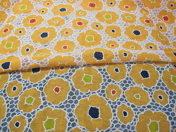 Van de katoenen het Kantstof Netwerk Oranje Polyester voor Kledingstuk/Dame Dress met Doorsmeltingskant (CY-DK0030) leverancier