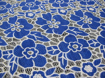Gebreid van het Katoenen de Stoffenblauw Polyesterkant met het Kant van de Doorsmeltingsbloem (CY-DK0019) leverancier