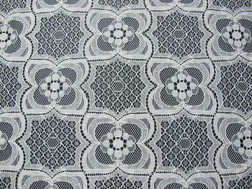 Het gebreide van de Katoenen van Tulle Nylon Ivoor Kantstof voor Pyjama Milieuvriendelijke syd-0007 leverancier