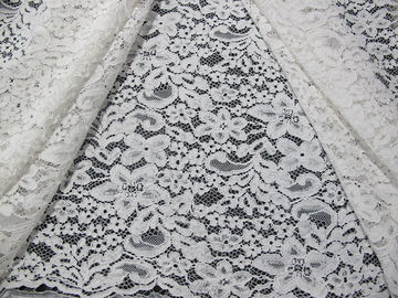 Mooie Witte Geribde Kantstof/de Stof van het Jacquardkant door de Werf leverancier