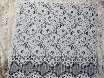 Van het de Stoffen Wit Bloemen/Nylon Rayon van het wimper Geribd Kant Zwaar het Kantmateriaal leverancier