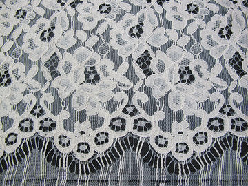 Van het de Stoffen Wit Bloemen/Nylon Rayon van het wimper Geribd Kant Zwaar het Kantmateriaal leverancier