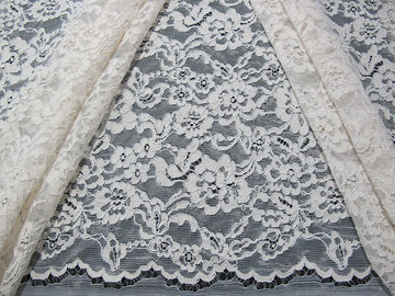 Wit Bruids Geribd Kantstof Gebreid Katoenen Nylon Rayonkant voor Kleding leverancier