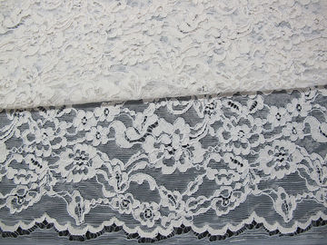 Wit Bruids Geribd Kantstof Gebreid Katoenen Nylon Rayonkant voor Kleding leverancier
