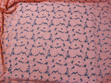 De dames kleden van de Katoenen Nylon Bloemen Roze Elegante krimpen-Bestand Kantstof  leverancier