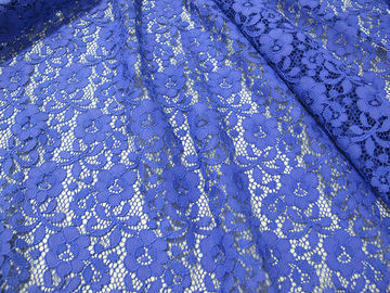 Blauwe Nylon Digitale Mini Bloemen van de Kantstof voor Dame Dress leverancier
