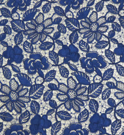 De Stof van het elastische Polyester Bloemen Marineblauwe Kant het In orde maken Gedrukte Douane leverancier