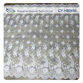 Gedrukte Douane van de het Kantstof van ivoor de Nylon Bloemenchantilly Embroideried leverancier