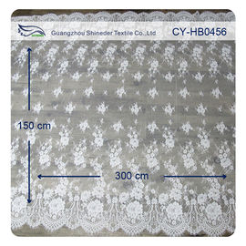 Gedrukte Douane van de het Kantstof van ivoor de Nylon Bloemenchantilly Embroideried leverancier