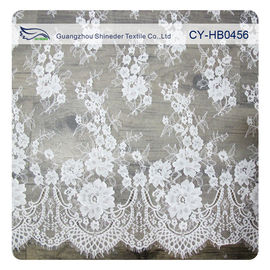 Gedrukte Douane van de het Kantstof van ivoor de Nylon Bloemenchantilly Embroideried leverancier