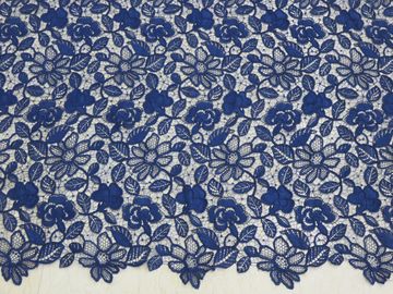 Handwork van de het Kantstof van het koningsblauwenkoord Bloemen Geborduurde voor Vrouwenkleding leverancier