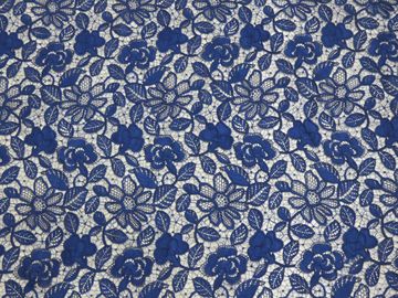 Handwork van de het Kantstof van het koningsblauwenkoord Bloemen Geborduurde voor Vrouwenkleding leverancier