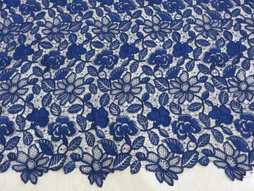Handwork van de het Kantstof van het koningsblauwenkoord Bloemen Geborduurde voor Vrouwenkleding leverancier